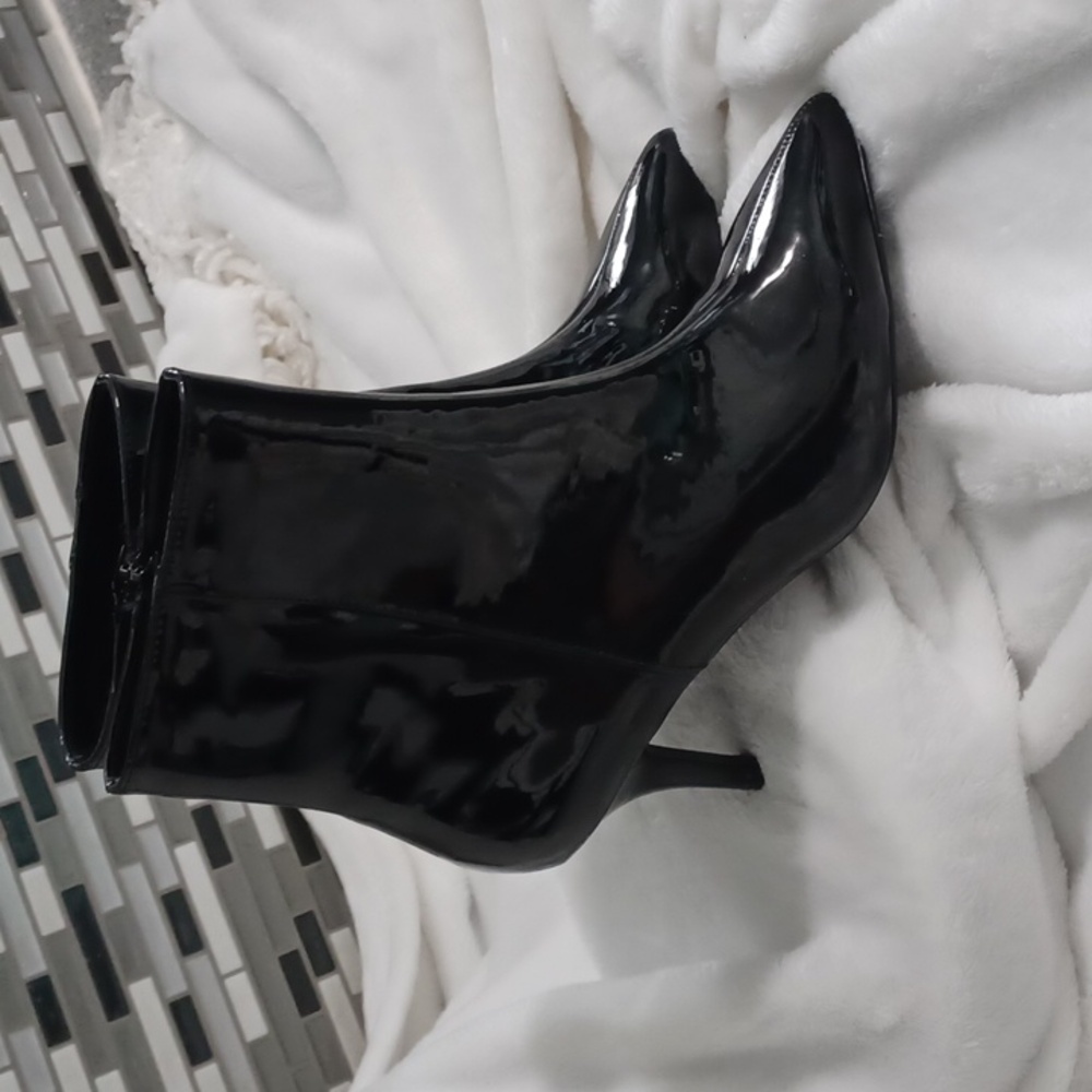 Charlotte Russe Elegant Black Patent Leather Ankle Boots